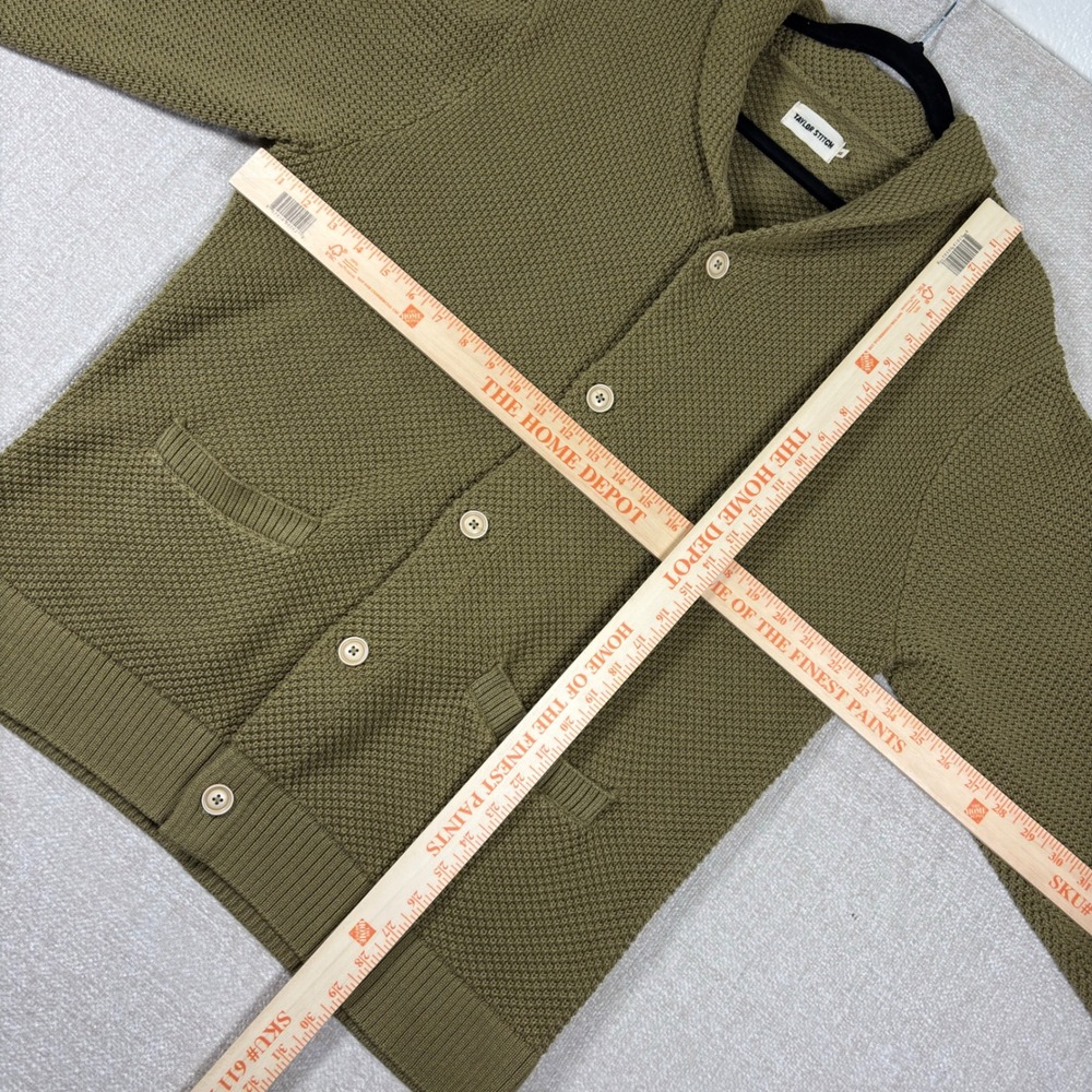 Taylor Stitch Crawford Cardigan Sweater 46 XL Olive Green Knit Cotton - Picture 5 of 6